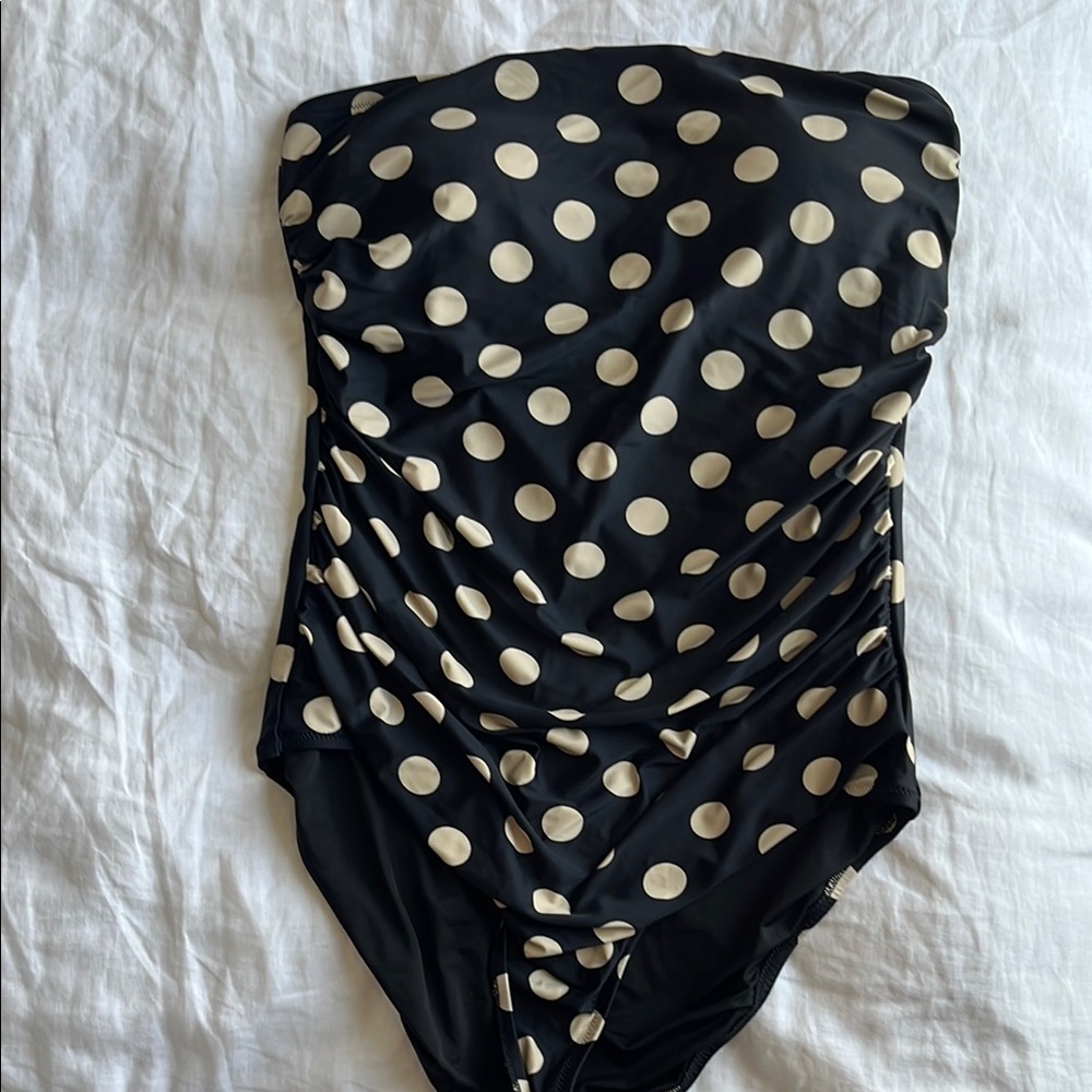 J. Crew Black and Cream Polka Dot Gemma One Piece - 14